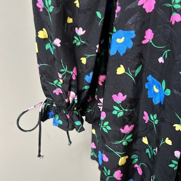 For Love & Lemons Lexy Mini Dress Long Sleeve Black Floral Jacquard XL NEW - Picture 8 of 15